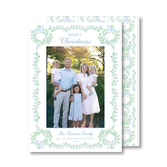 Festive Swirls of Blue Christmas Card Photo