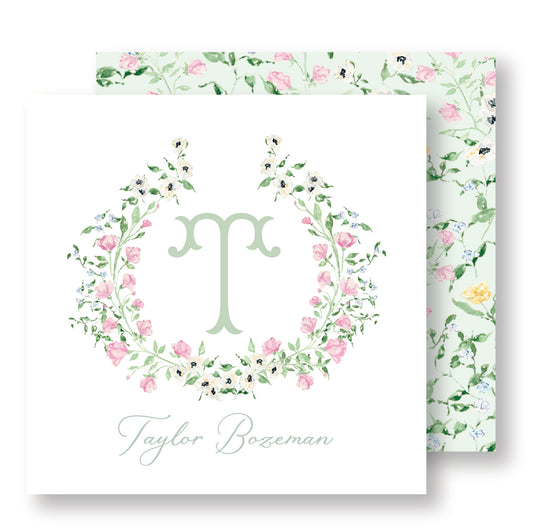 Floral Monogram Enclosure Card
