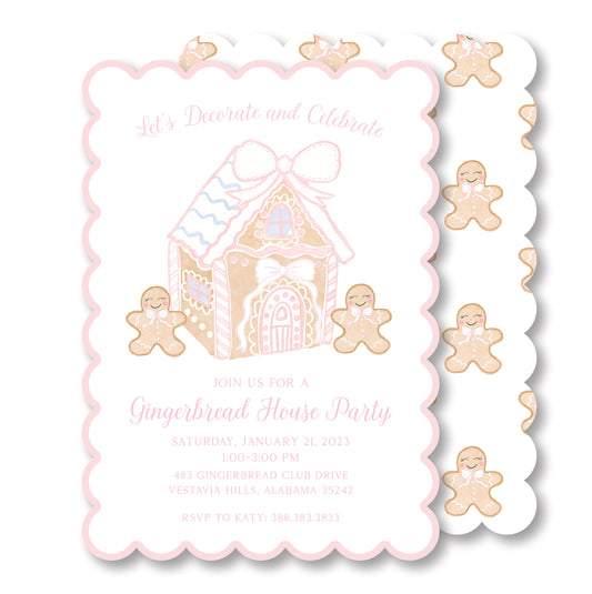 Gingerbread Party Invitations Pink