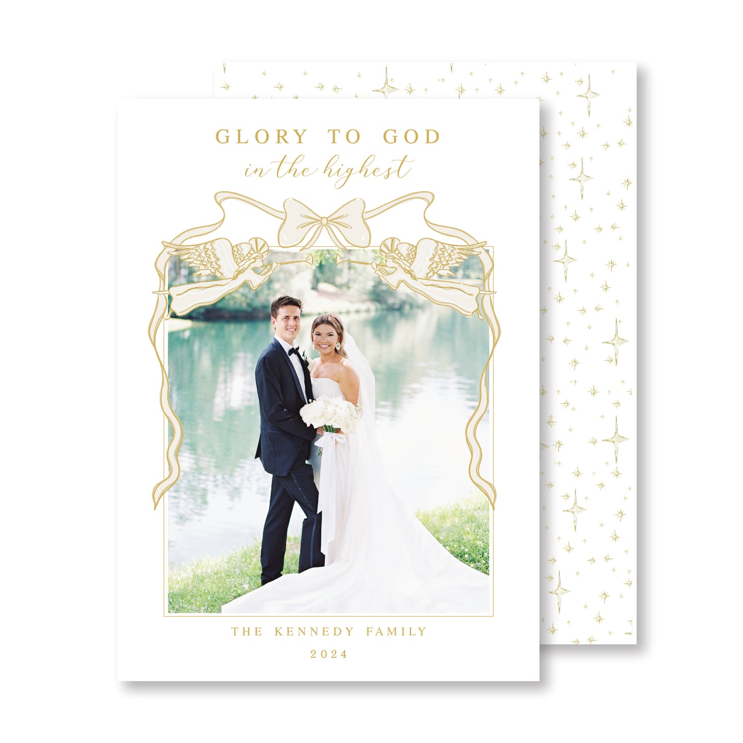 Heavenly Blessings- Gold Christmas Card