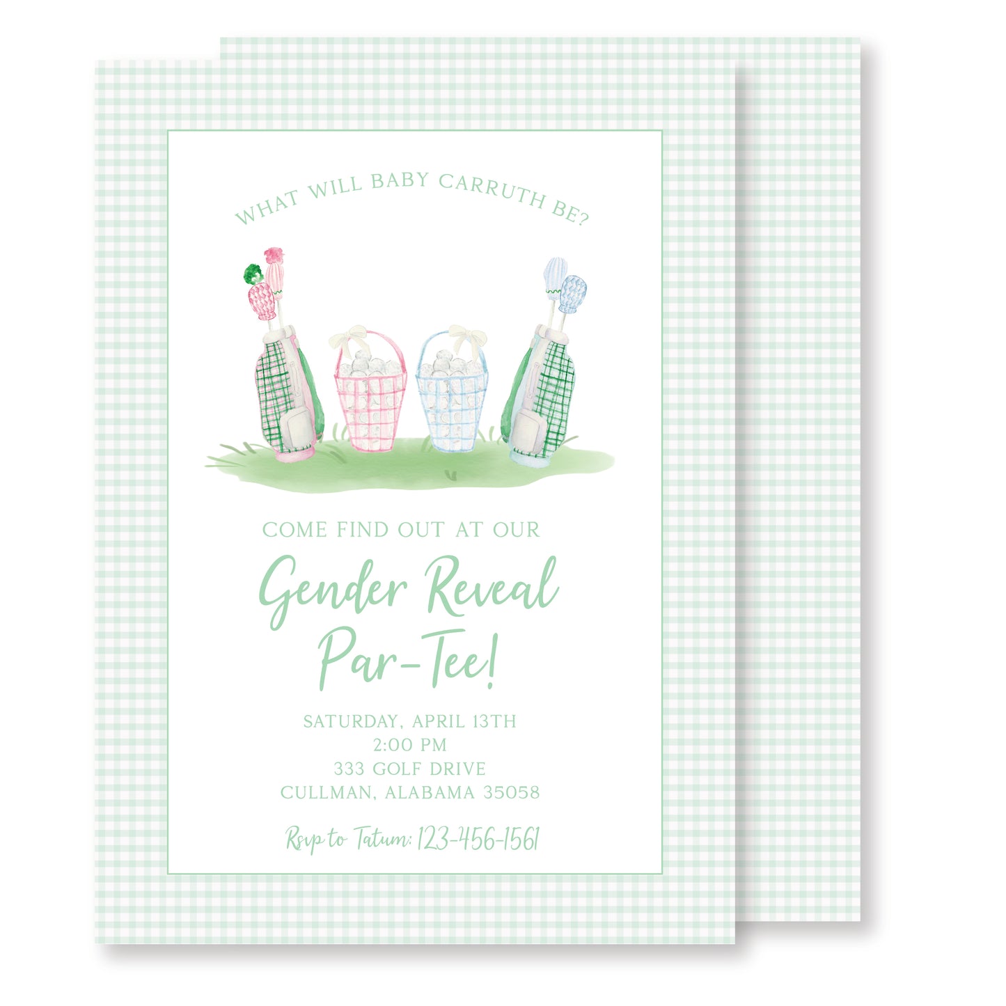 Golf Gender Reveal Invitation