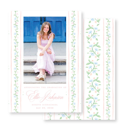 Pink Floral Graduation Announcement