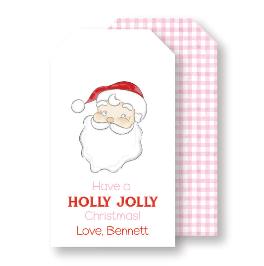 Holly Jolly Pink Christmas gift tag