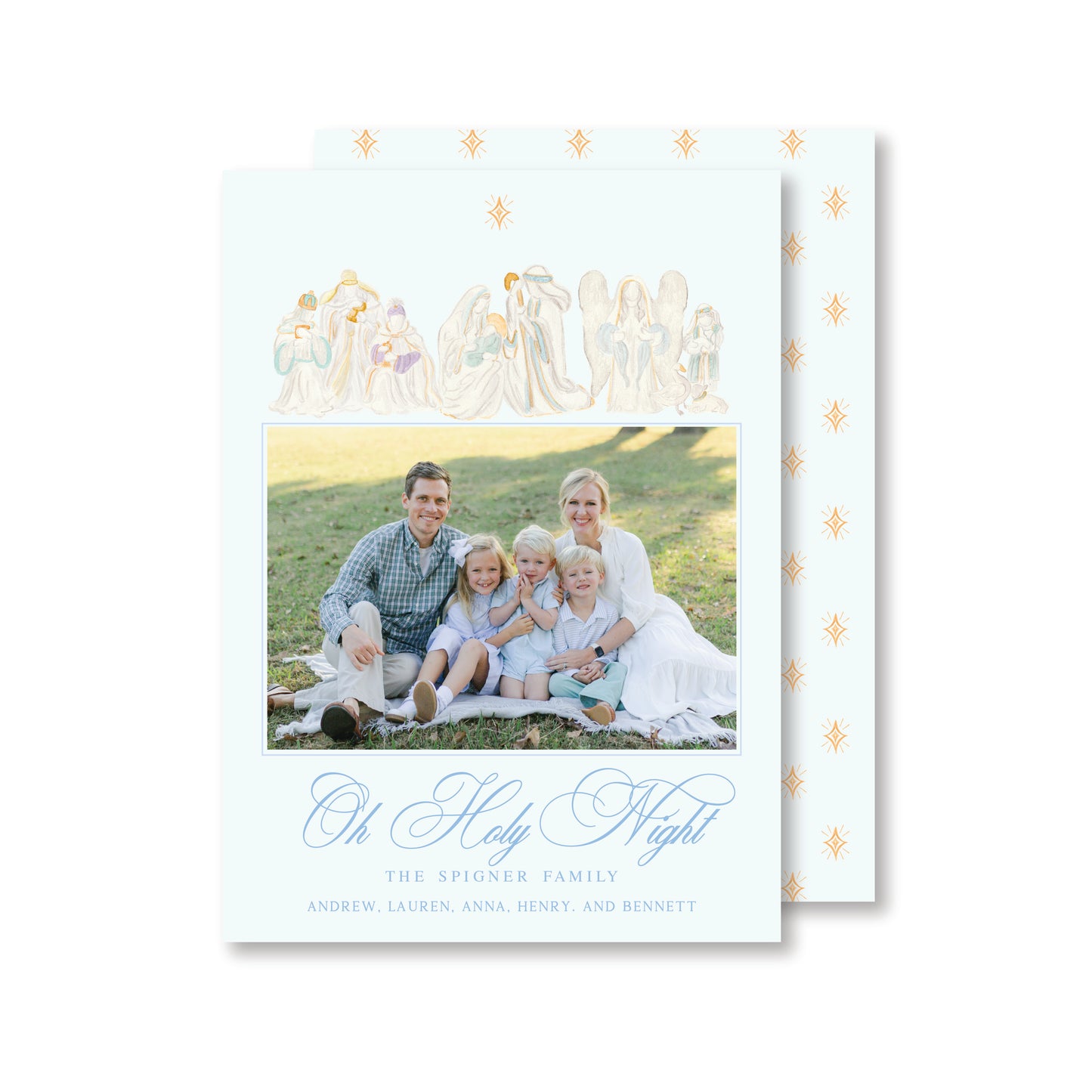 Watercolor Holy Night Christmas Card Photo