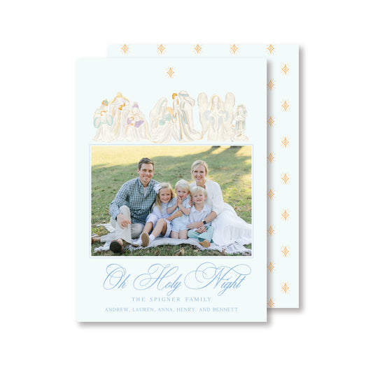 Watercolor Holy Night Christmas Card Photo