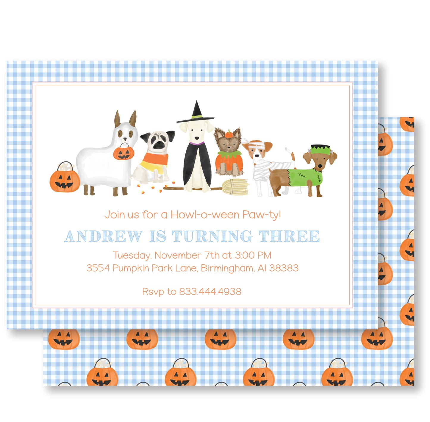 Howl-oween Invite Blue