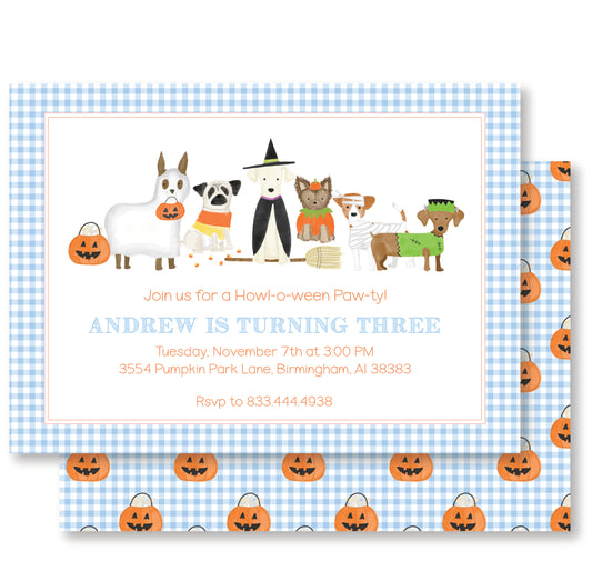 Howl-oween Invite Blue