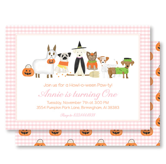 Howl-oween Invite Pink