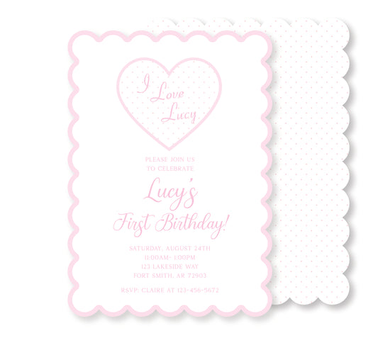 I love Lucy Heart Invite