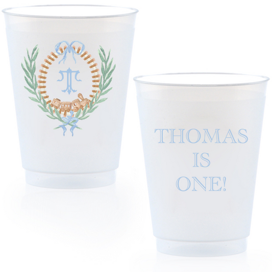 Train Crest Frosted Cups