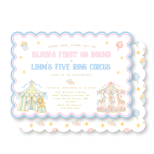 Scalloped Circus Invitation