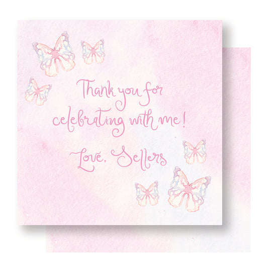 Pink Butterfly Party Tag