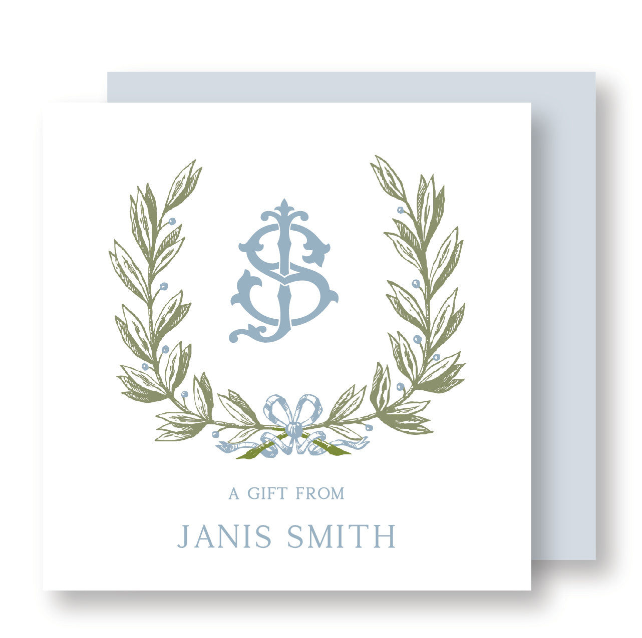 Laurel Wreath Monogram Enclosure Card