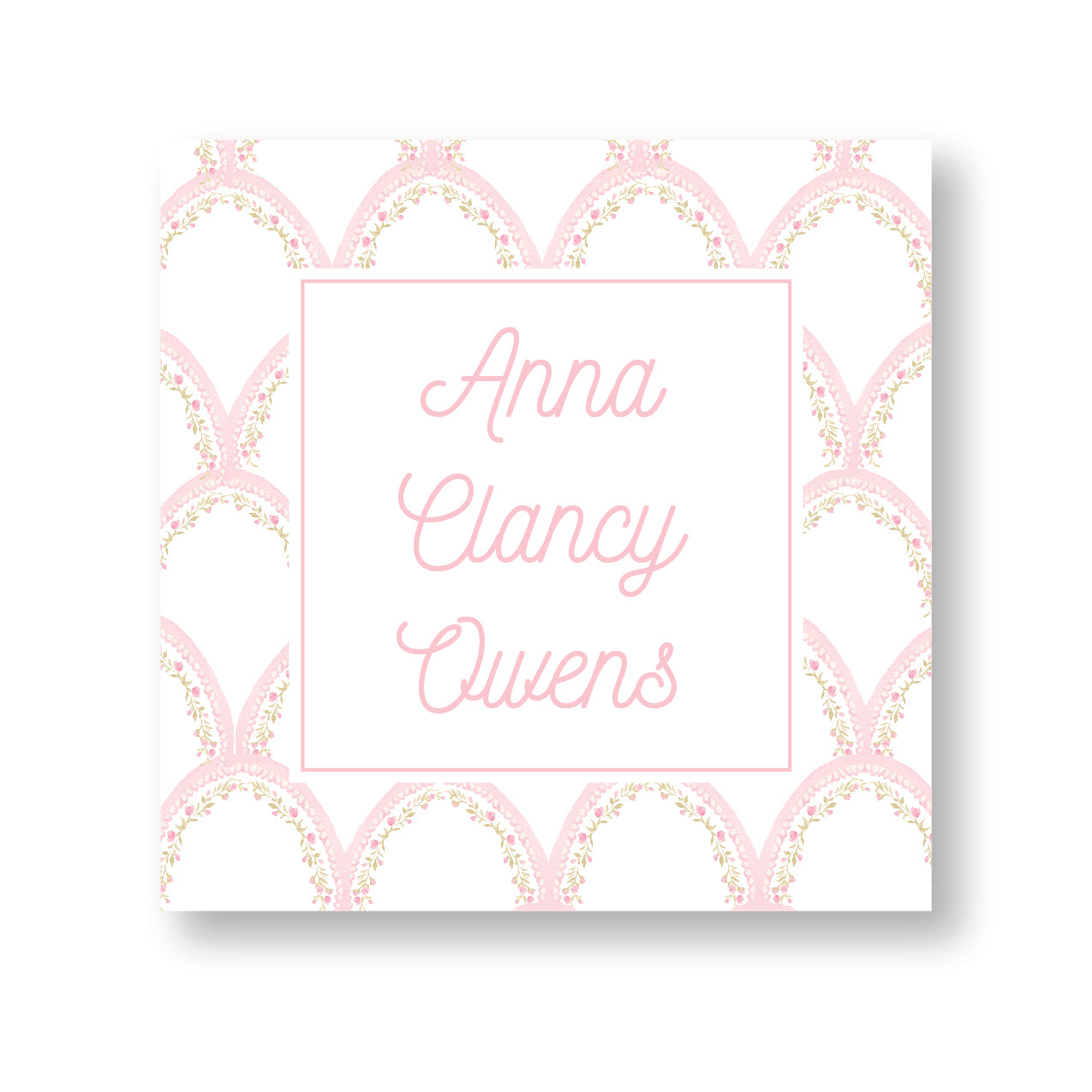 Pink Scalloped Floral Calling Card