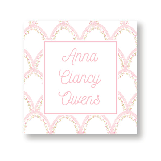 Pink Scalloped Floral Calling Card