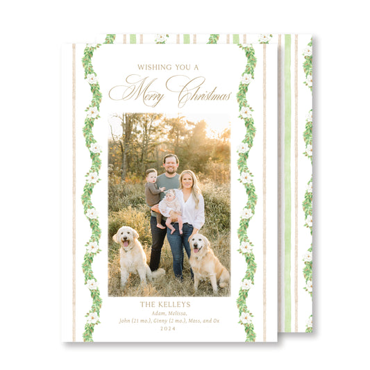 Magnolia Garland Christmas Card- Vertical