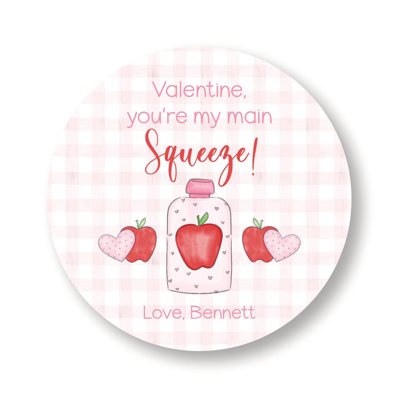 Apple Sauce Valentine Stickers Pink
