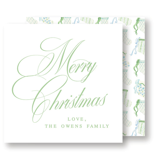 Merry Christmas Nantucket Green tag/sticker