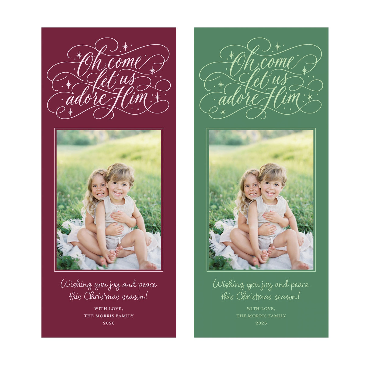 Oh Come Let us Adore Him Slim Christmas Card