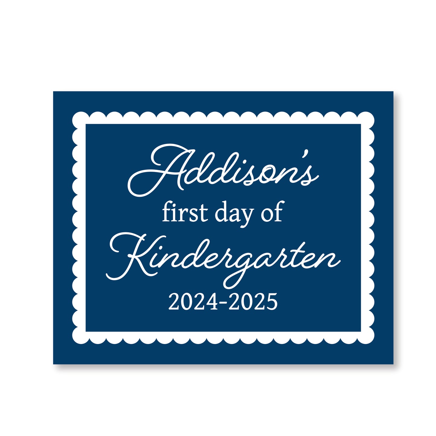 Navy Scalloped First and Last Day of School Sign