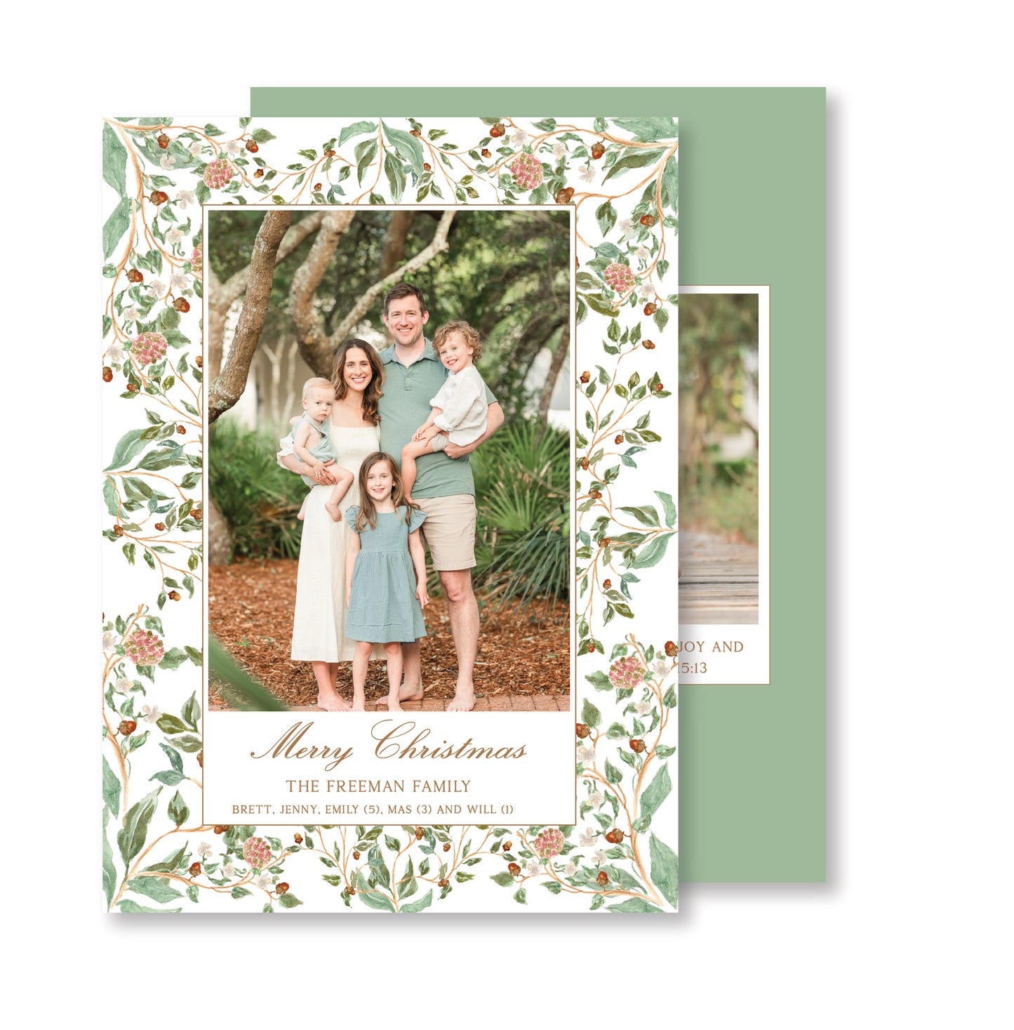 Pine Chinoiserie Christmas Card Photo