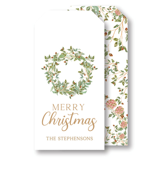 Pine Chinoiserie Merry Christmas tag