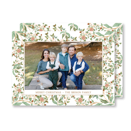 Pine Chinoiserie Christmas Card- Horizontal