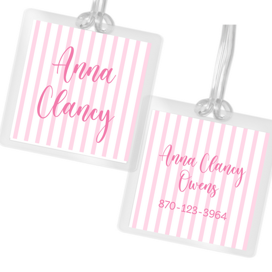 Pink Stripe Bag Tag