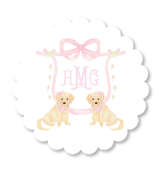 Pink Puppy Crest Cake Topper