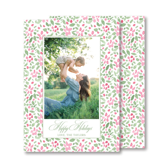 A Pink Poinsettia Christmas Card Photo
