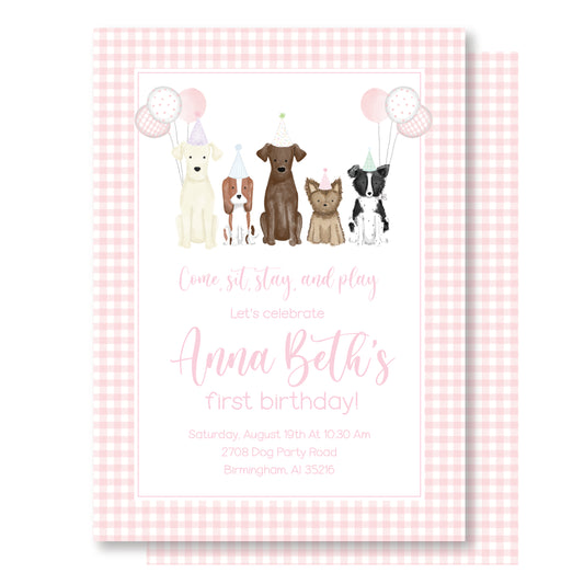 Pink Dog Party Invitation