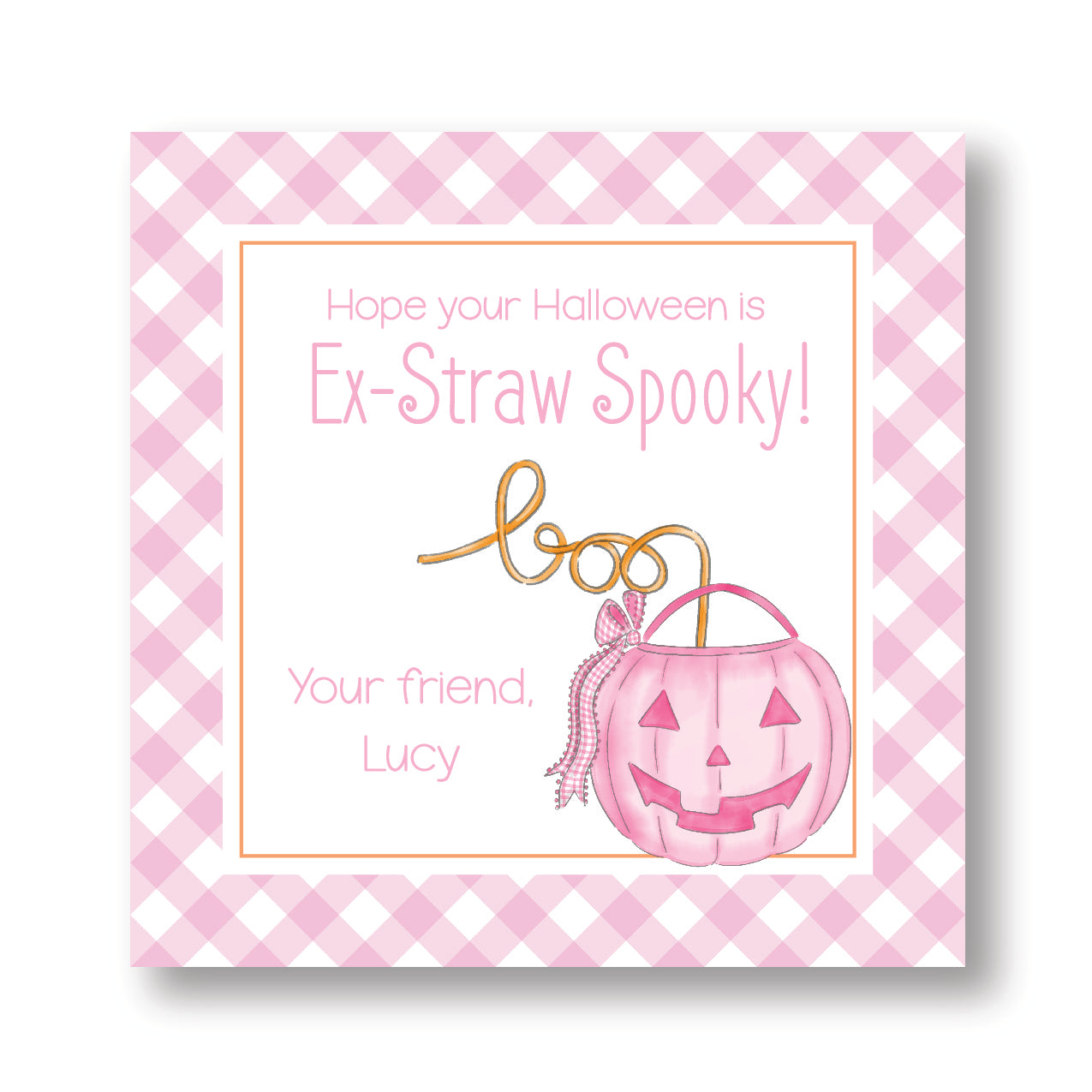 Ex-Straw Spooky Halloween Tag Pink