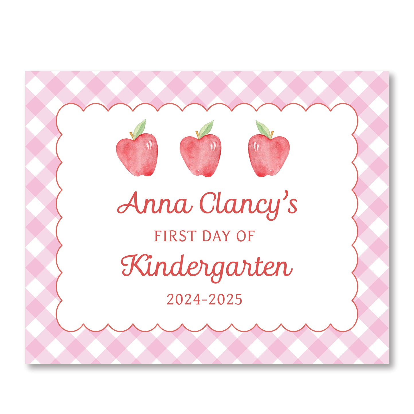 Scalloped Apple Pink gingham