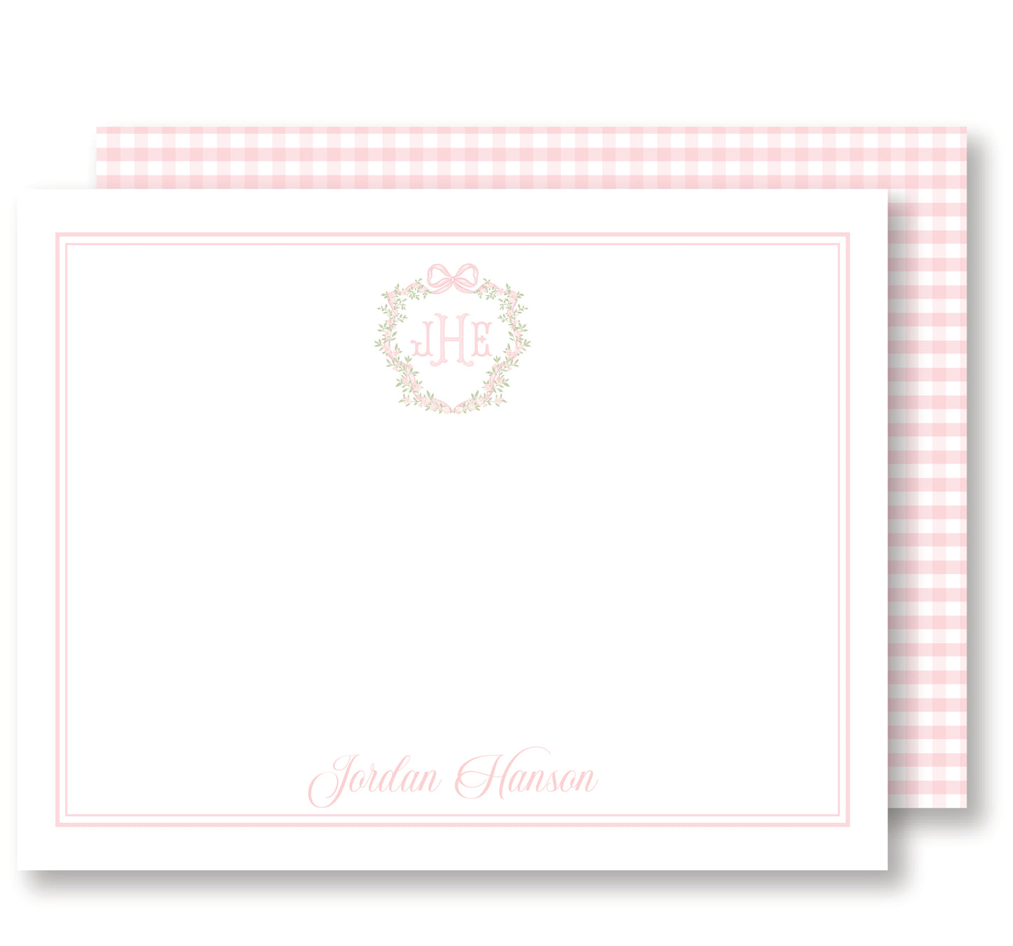 Pink Gingham Monogram Stationery