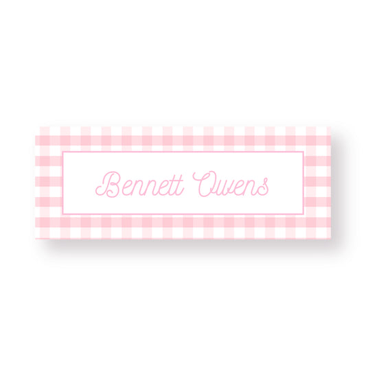 Pink Gingham Label Stickers
