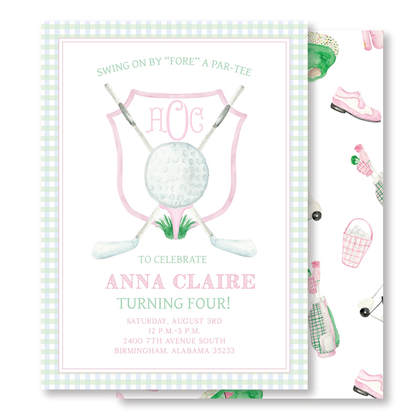 Pink Golf Crest Invite