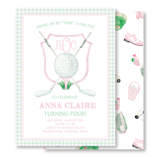 Pink Golf Crest Invite