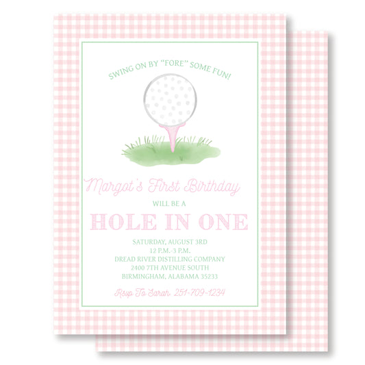 Golf Hole in One Invitation Pink