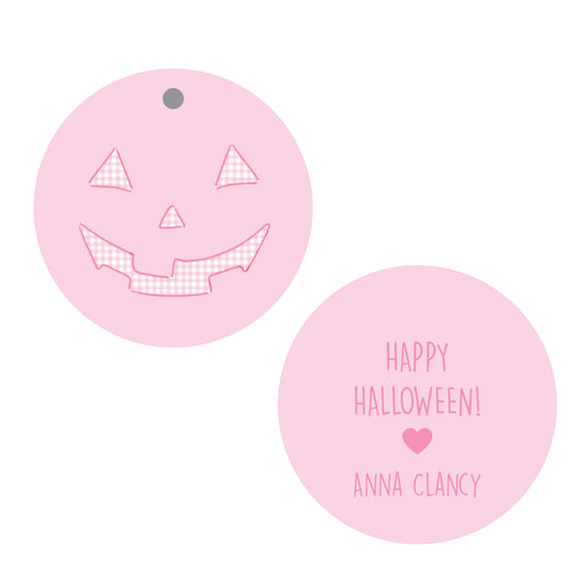 Pink Jack-o-lantern Halloween Tag
