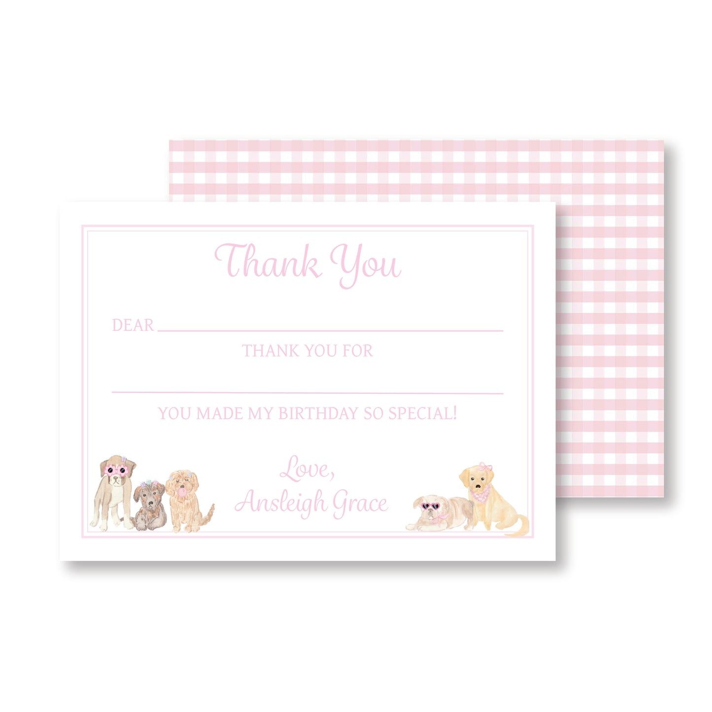 Pink Puppy Thank You Notes
