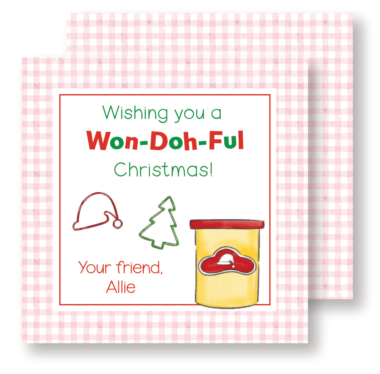 Pink Won-Doh-Ful Christmas tag