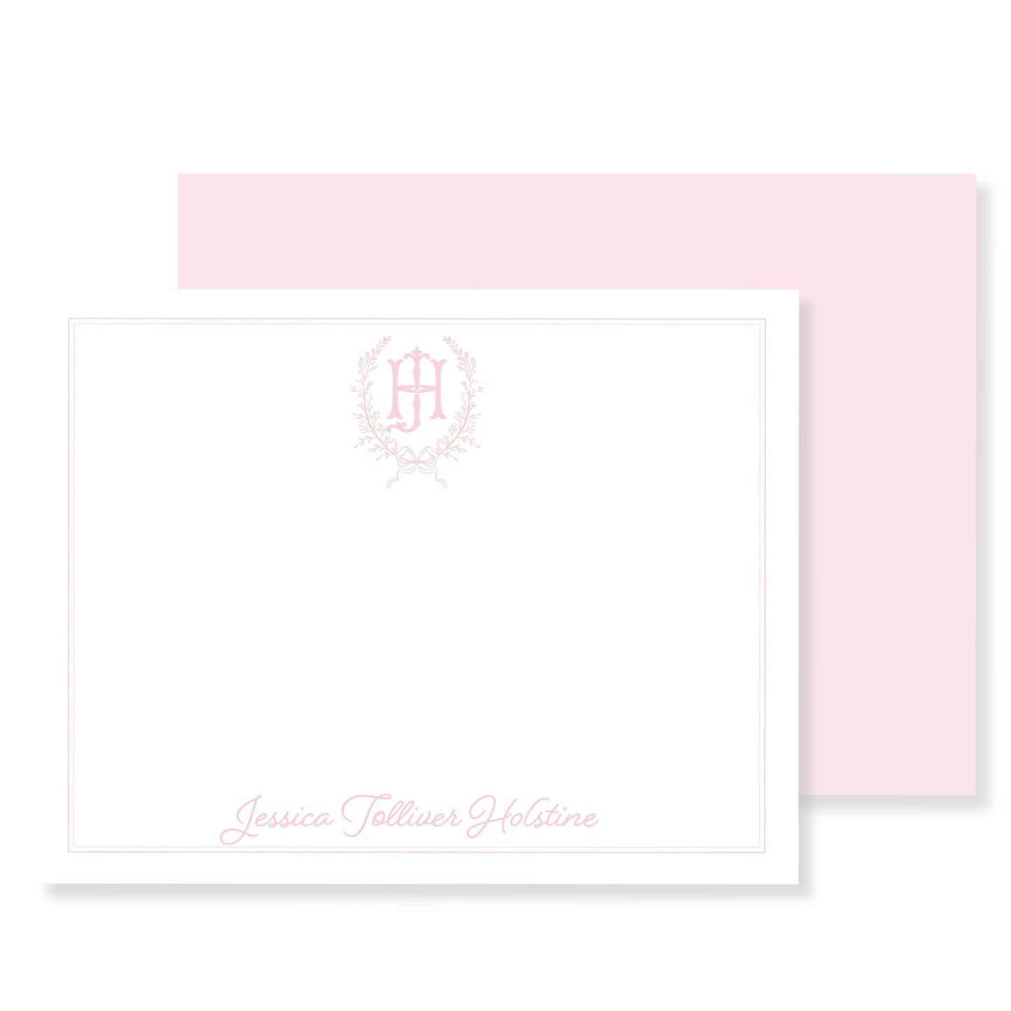 Pink Wreath Personalized Stationery