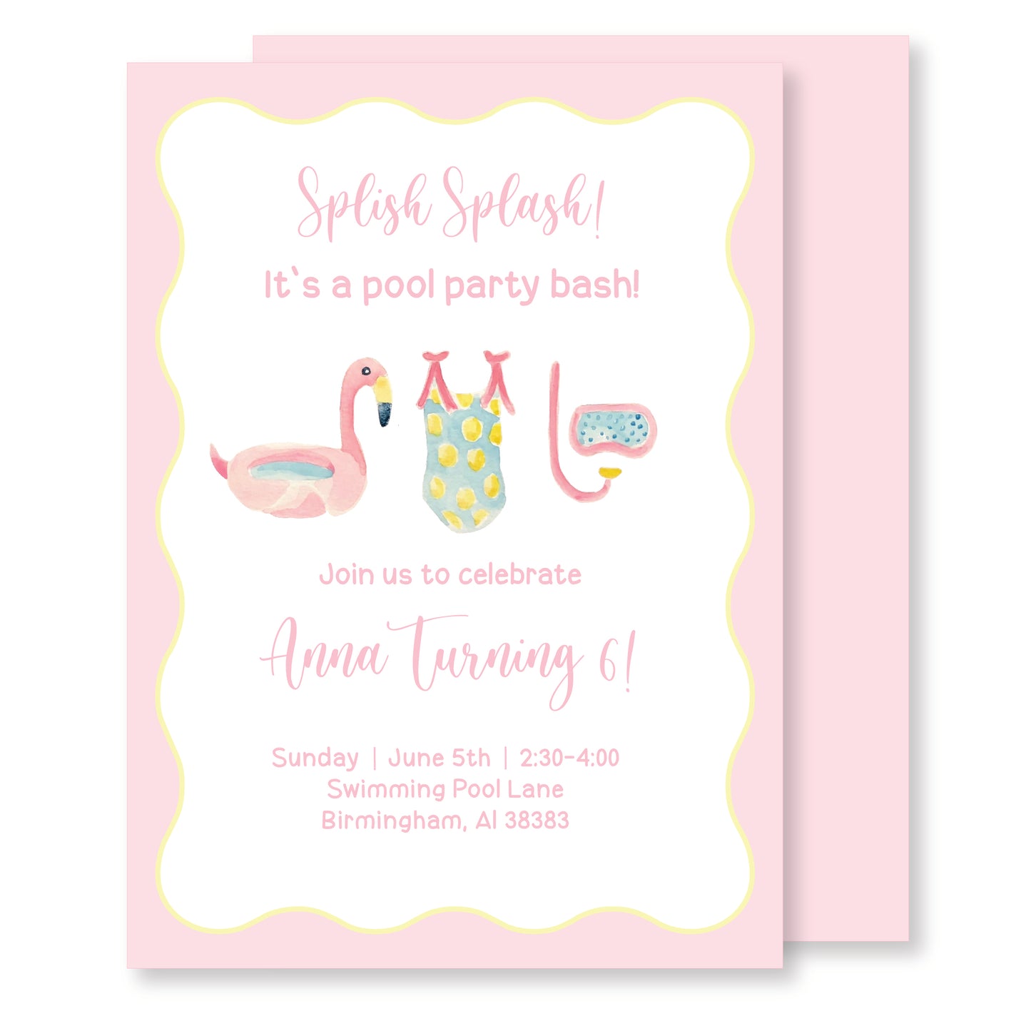 Pool Party Pink Invitation