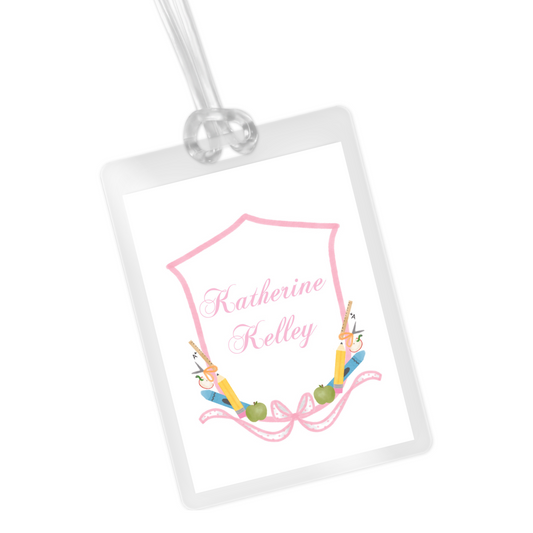 Pink School Crest Bag Tag