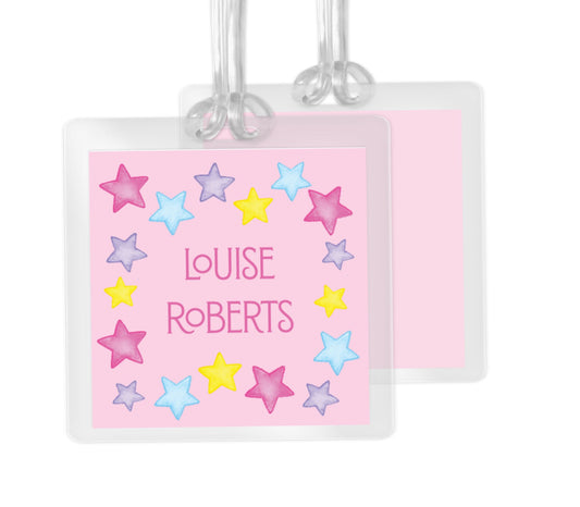 Watercolor Star Bag Tag | Personalized Kids Backpack Tag