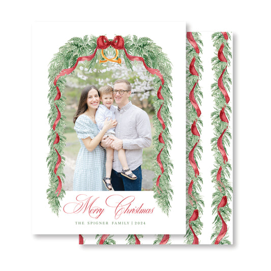 Traditional Red Glam Christmas Card Photo