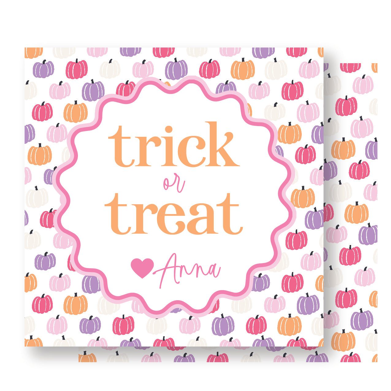 Pink and Purple Pumpkin Trick or Treat tag