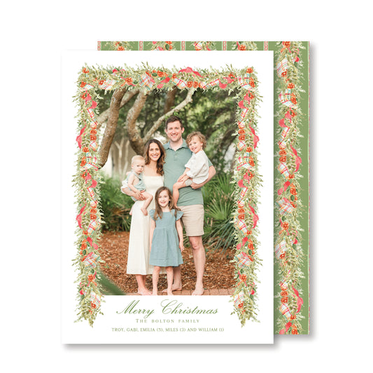 Warm Citrus Garland Christmas Card Photo