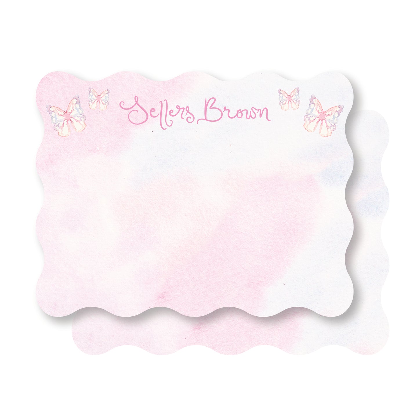 Wavy Pink Butterfly Stationery