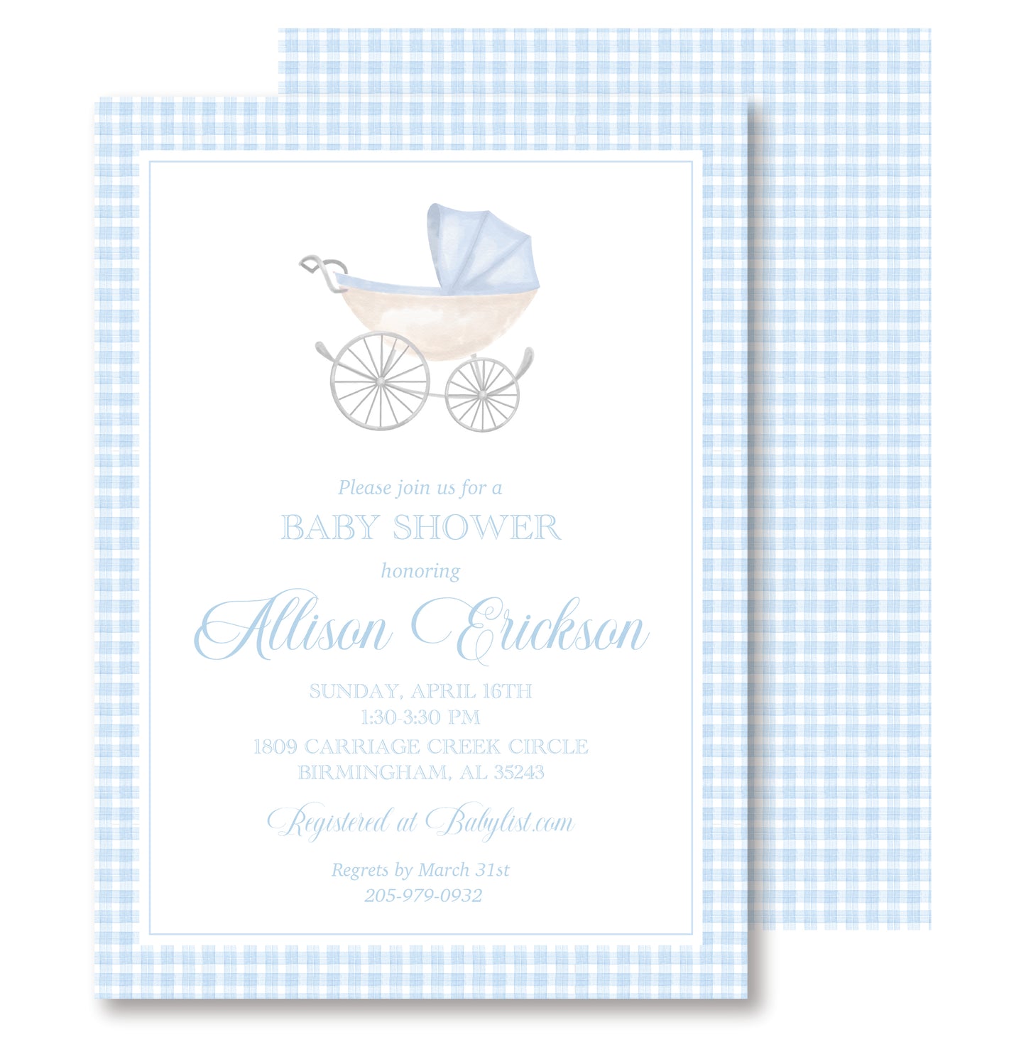 Baby Carriage Shower Invitation